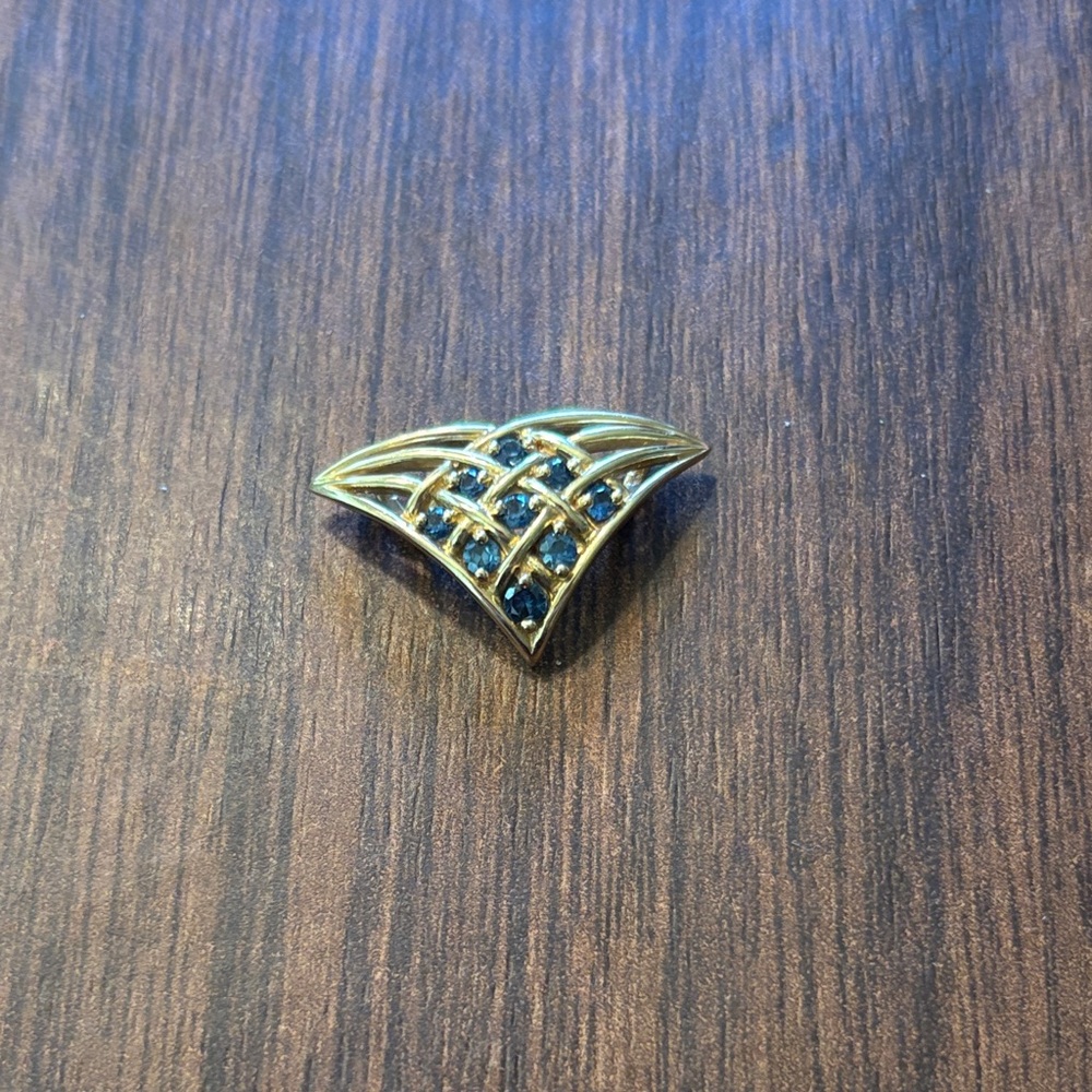 14K Yellow Gold and Blue Gemstone Slider